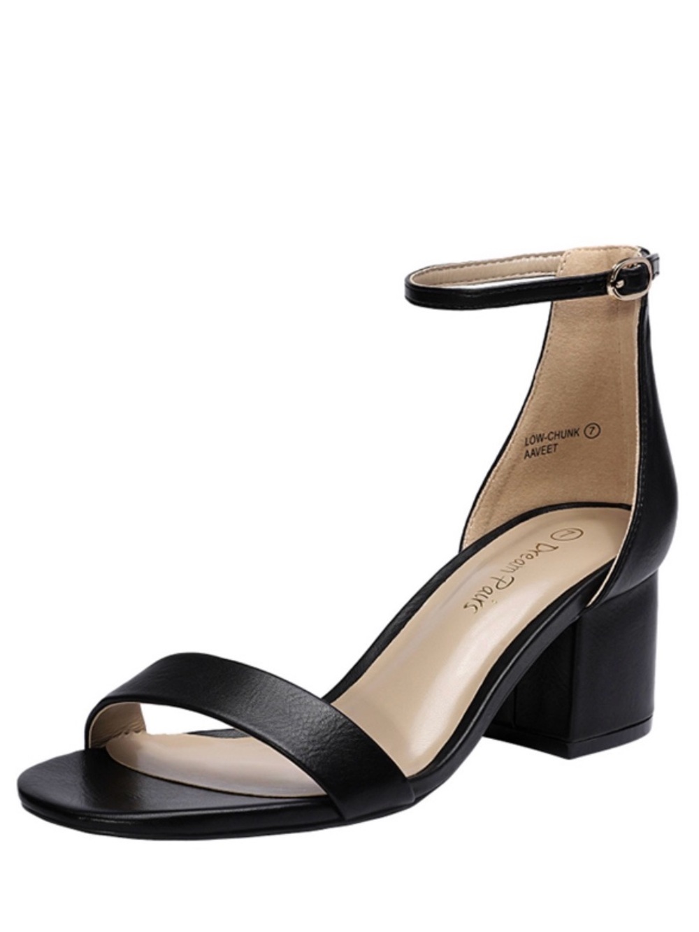 Dream Pairs Chunky Low Heel Pump Women’s Sandals Size 9 Ankle Strap Black Faux